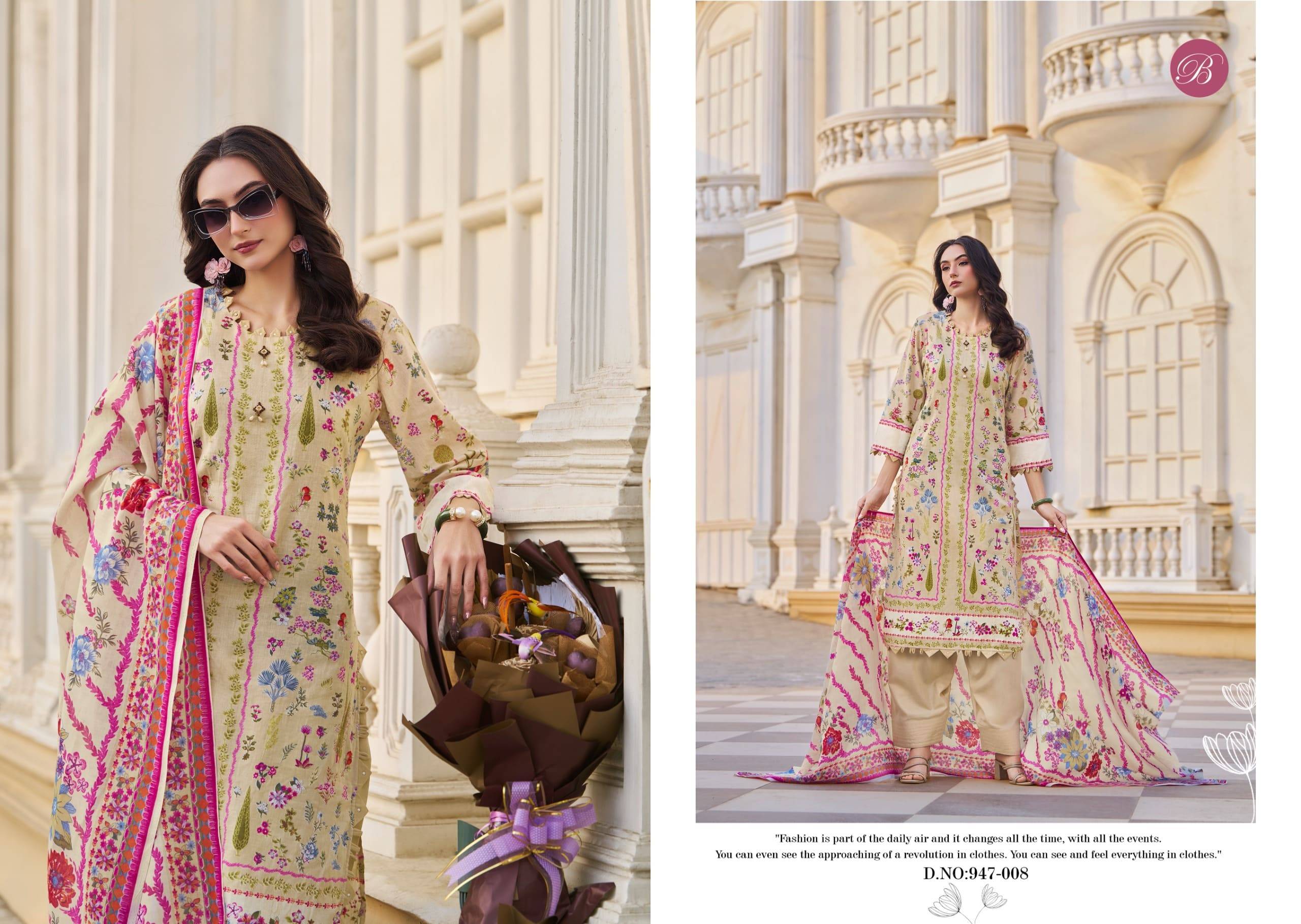 Florance By BelliZa DesigNer Studio 947 001 to 947 008 Series Beautiful Festive Suits Stylish Fancy Colorful Casual Wear & Ethnic Wear Pure Cotton Print Dresses At Wholesale Price